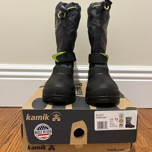 Kamik Charcoal and Lime Snow Boots